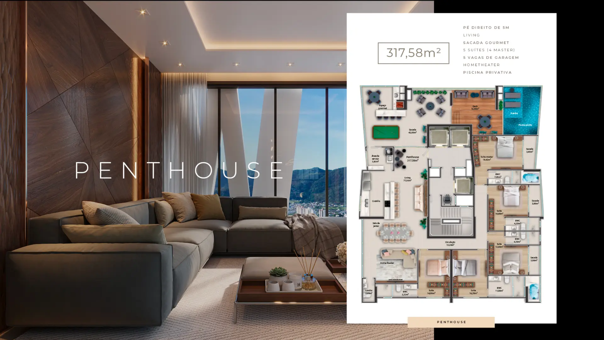 Planta do Penthouse de 315,5 m² no Obelisco Sky Homes